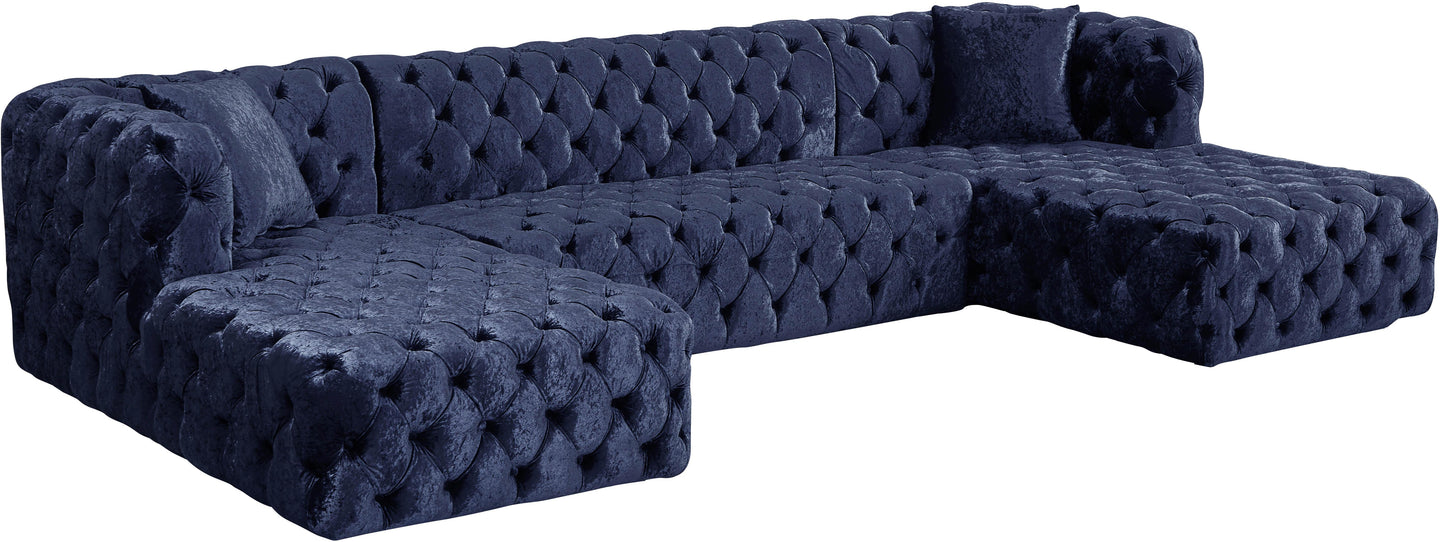 Coco Navy Velvet 3pc. Sectional (3 Boxes)