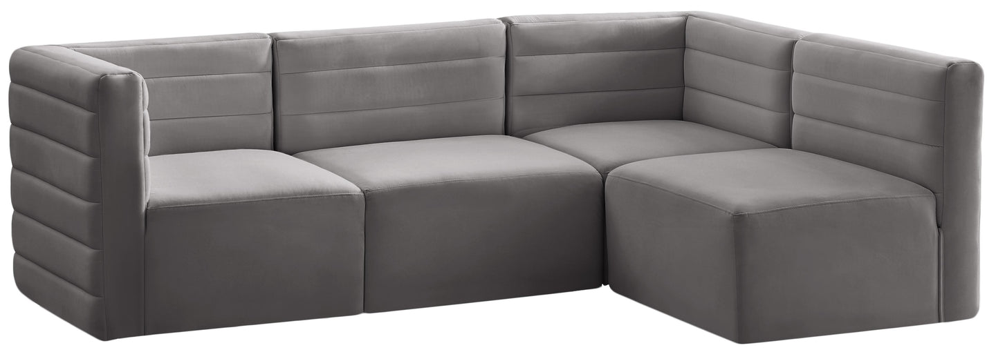 Quincy Grey Velvet Modular Sectional