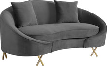 Load image into Gallery viewer, Serpentine Grey Velvet Loveseat
