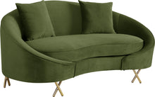 Load image into Gallery viewer, Serpentine Olive Velvet Loveseat
