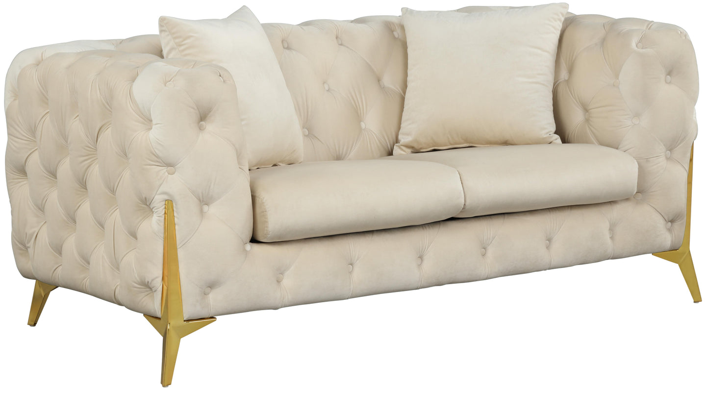 Kingdom Cream Velvet Loveseat