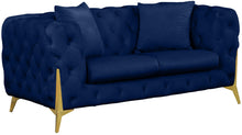 Load image into Gallery viewer, Kingdom Navy Velvet Loveseat
