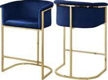 Load image into Gallery viewer, Donatella Navy Velvet Stool image
