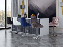 Load image into Gallery viewer, Claude Grey Velvet Adjustable Stool
