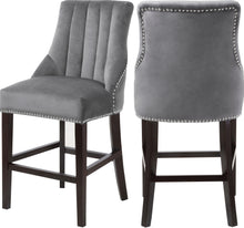 Load image into Gallery viewer, Oxford Grey Velvet Stool
