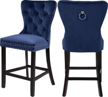 Load image into Gallery viewer, Nikki Navy Velvet Stool
