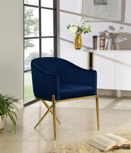 Load image into Gallery viewer, Xavier Navy Velvet Dining Chair
