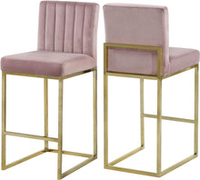 Load image into Gallery viewer, Giselle Pink Velvet Stool
