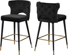 Load image into Gallery viewer, Kelly Black Velvet Stool
