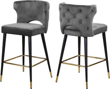 Load image into Gallery viewer, Kelly Grey Velvet Stool
