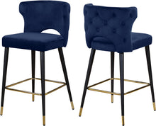 Load image into Gallery viewer, Kelly Navy Velvet Stool
