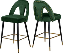 Load image into Gallery viewer, Akoya Green Velvet Stool
