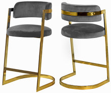 Load image into Gallery viewer, Stephanie Grey Velvet Stool
