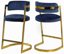 Load image into Gallery viewer, Stephanie Navy Velvet Stool
