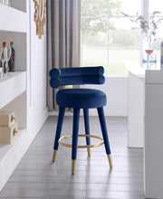 Load image into Gallery viewer, Fitzroy Navy Velvet Counter Stool
