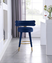 Load image into Gallery viewer, Fitzroy Navy Velvet Counter Stool
