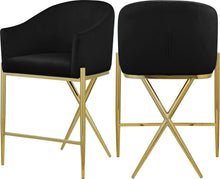 Load image into Gallery viewer, Xavier Black Velvet Counter Stool
