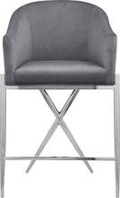 Load image into Gallery viewer, Xavier Grey Velvet Counter Stool
