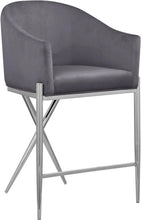 Load image into Gallery viewer, Xavier Grey Velvet Counter Stool
