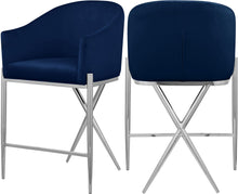 Load image into Gallery viewer, Xavier Navy Velvet Counter Stool
