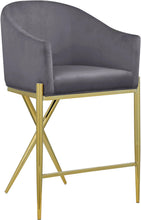 Load image into Gallery viewer, Xavier Grey Velvet Counter Stool
