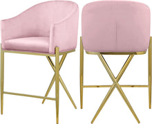 Load image into Gallery viewer, Xavier Pink Velvet Counter Stool
