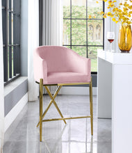 Load image into Gallery viewer, Xavier Pink Velvet Counter Stool
