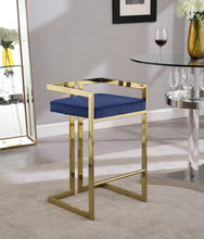 Load image into Gallery viewer, Ezra Navy Velvet Stool
