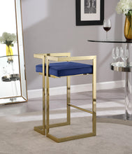 Load image into Gallery viewer, Ezra Navy Velvet Stool
