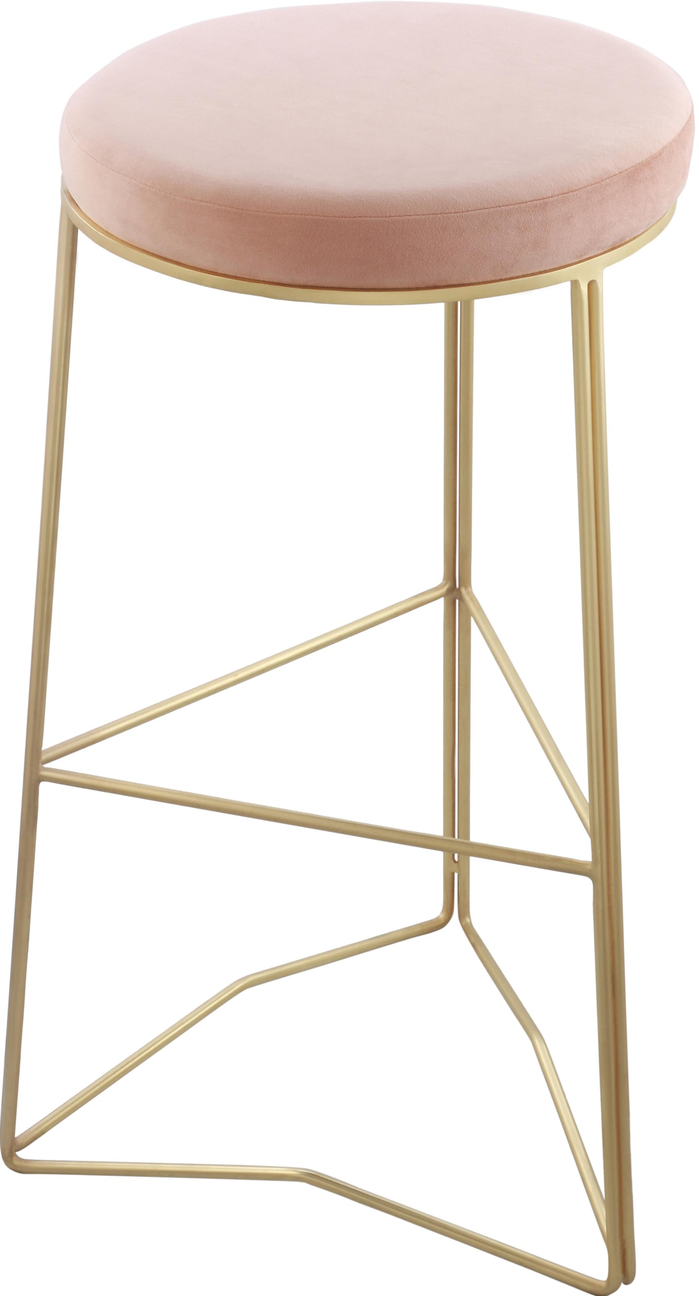 Tres Pink Velvet Bar Stool