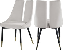 Load image into Gallery viewer, Sleek Cream Velvet Dining Chair
