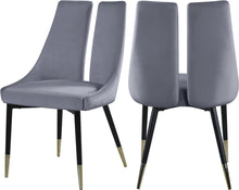 Load image into Gallery viewer, Sleek Grey Velvet Dining Chair
