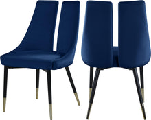 Load image into Gallery viewer, Sleek Navy Velvet Dining Chair
