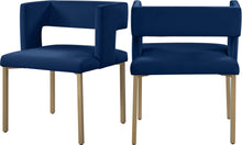 Load image into Gallery viewer, Caleb Navy Velvet Dining Chair
