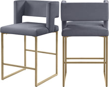 Load image into Gallery viewer, Caleb Grey Velvet Counter Stool image
