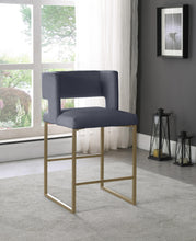 Load image into Gallery viewer, Caleb Grey Velvet Counter Stool
