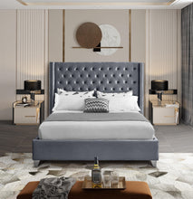 Load image into Gallery viewer, Aiden Grey Velvet Full Bed
