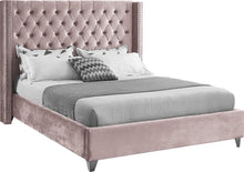 Load image into Gallery viewer, Aiden Pink Velvet Queen Bed
