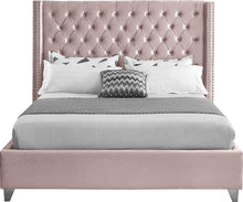 Load image into Gallery viewer, Aiden Pink Velvet King Bed
