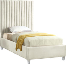 Load image into Gallery viewer, Candace Cream Velvet Twin Bed
