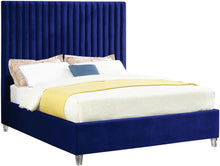 Load image into Gallery viewer, Candace Navy Velvet Full Bed
