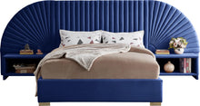 Load image into Gallery viewer, Cleo Navy Velvet Queen Bed (3 Boxes)
