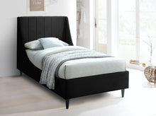 Load image into Gallery viewer, Eva Black Velvet Twin Bed
