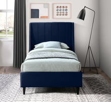 Load image into Gallery viewer, Eva Navy Velvet Twin Bed
