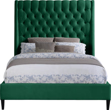 Load image into Gallery viewer, Fritz Green Velvet Queen Bed
