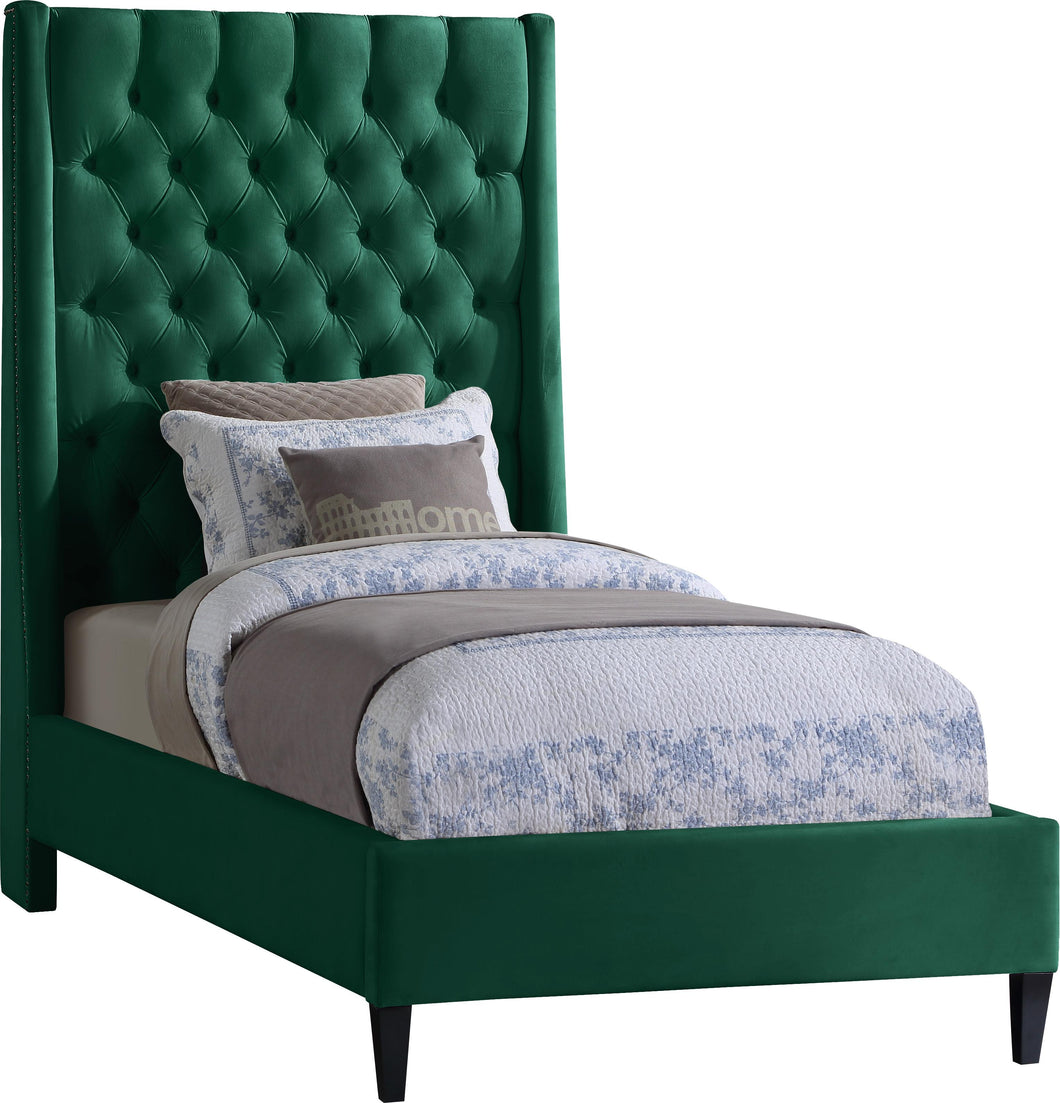 Fritz Green Velvet Twin Bed image