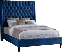 Load image into Gallery viewer, Fritz Navy Velvet King Bed
