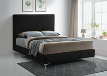 Load image into Gallery viewer, Geri Black Velvet Queen Bed
