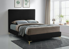 Load image into Gallery viewer, Geri Black Velvet Queen Bed
