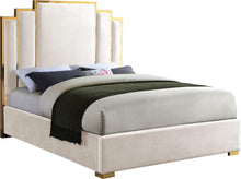 Load image into Gallery viewer, Hugo Cream Velvet King Bed
